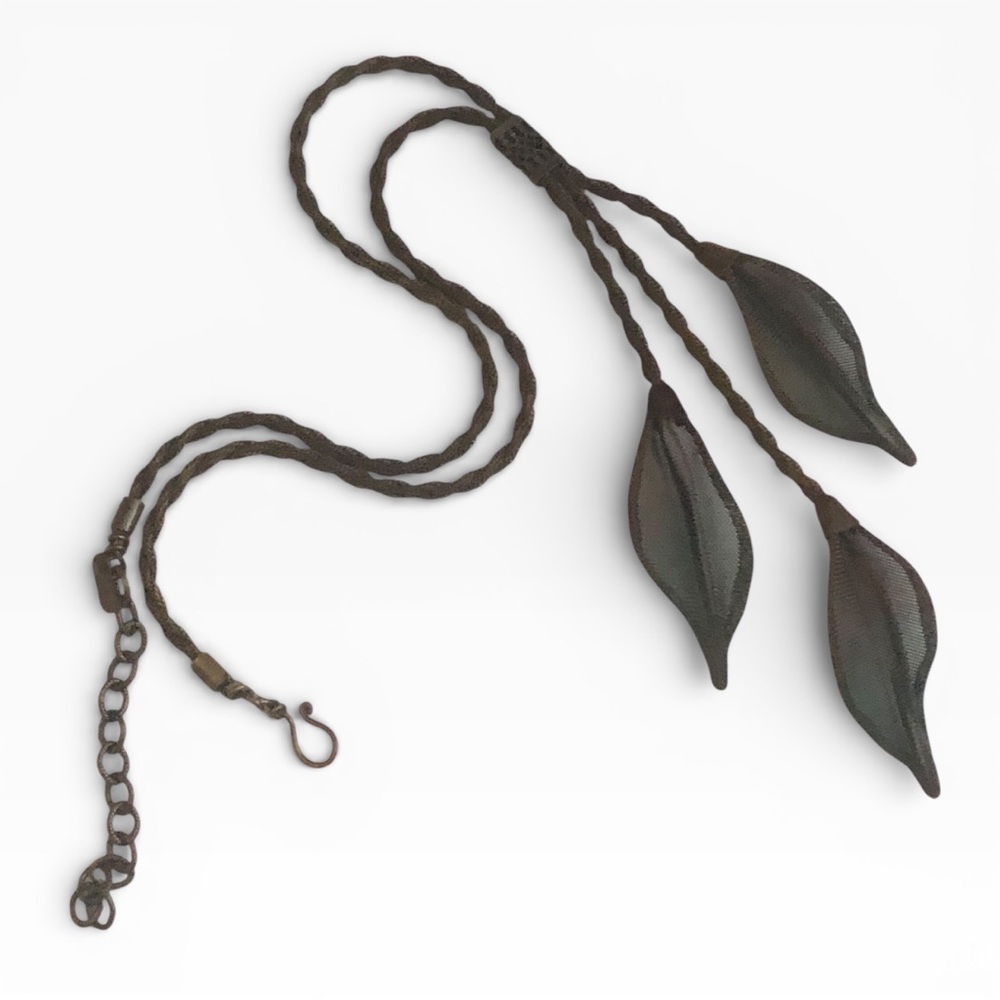 Sarah Cavender Birch Leaf Drops Short Lariat Necklace